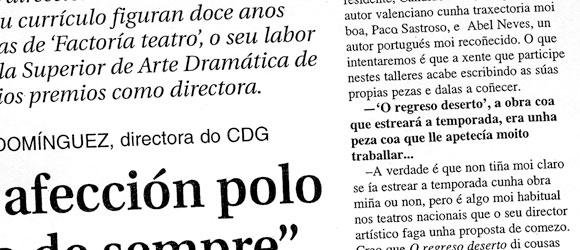 Imaxe para ilustrar a sección de prensa do CDG, na que se ven fragmentos de novas publicados nos medios de comunicación.